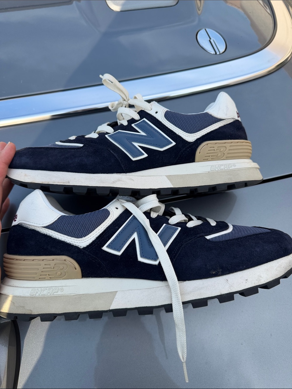 New Balance Men’s Navy, White & Tan Retro 574 Runner